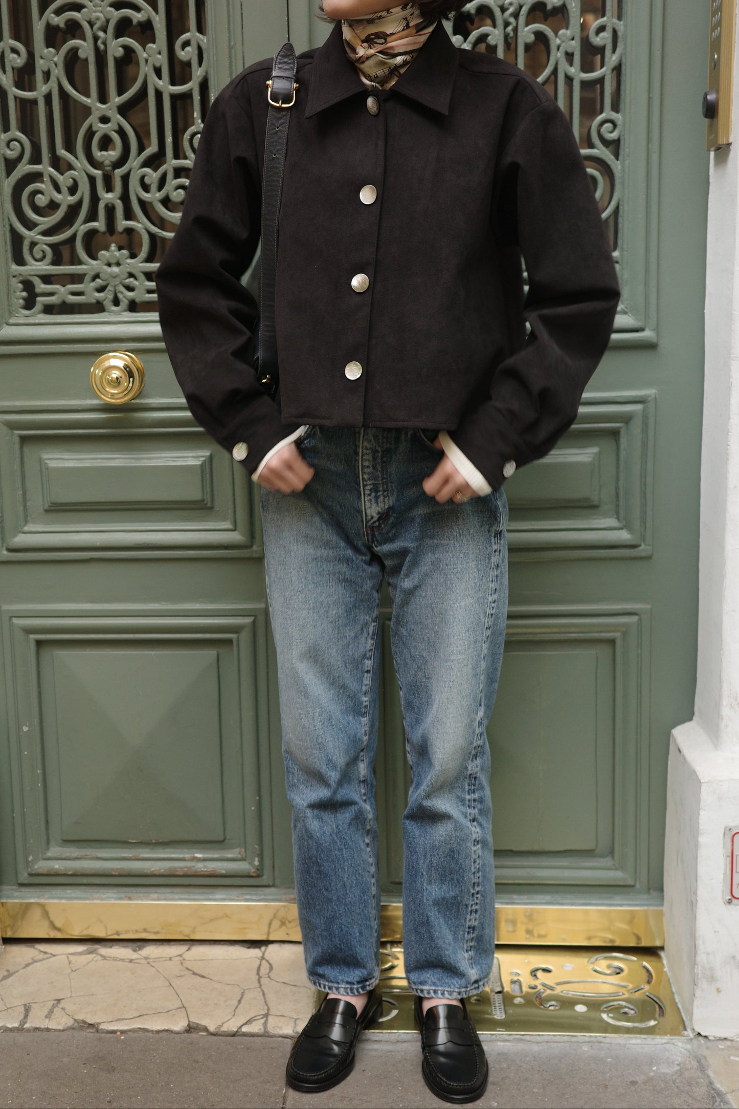 Veste courte en Alcantara Noir de Lune Artemis