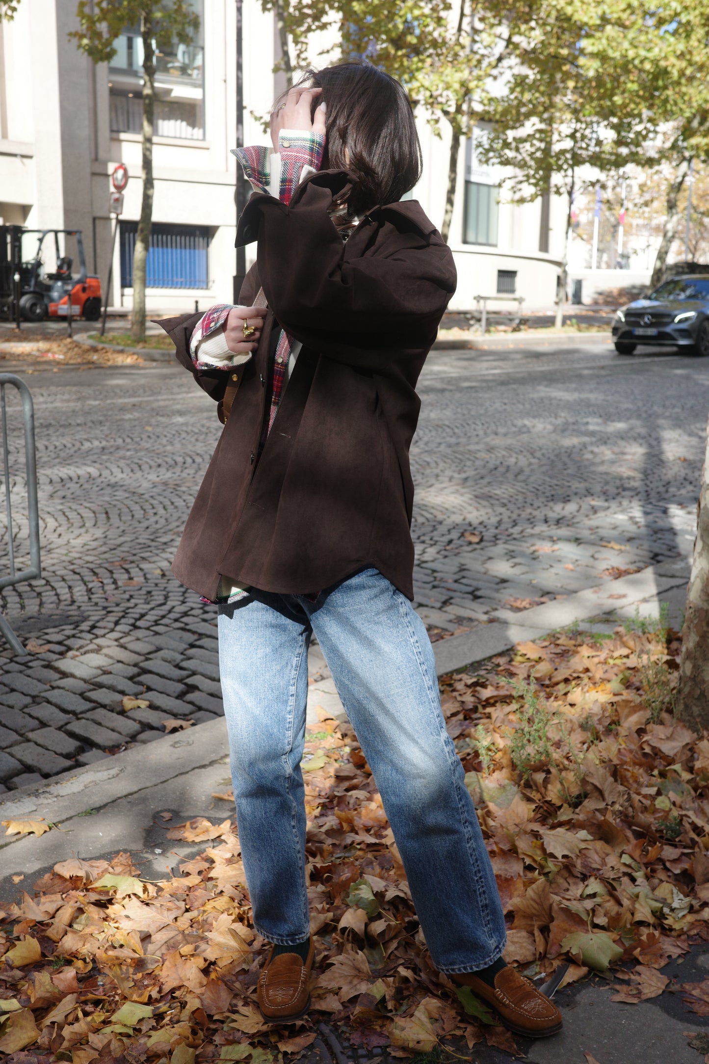 Veste en Alcantara Brun Équestre Chiron