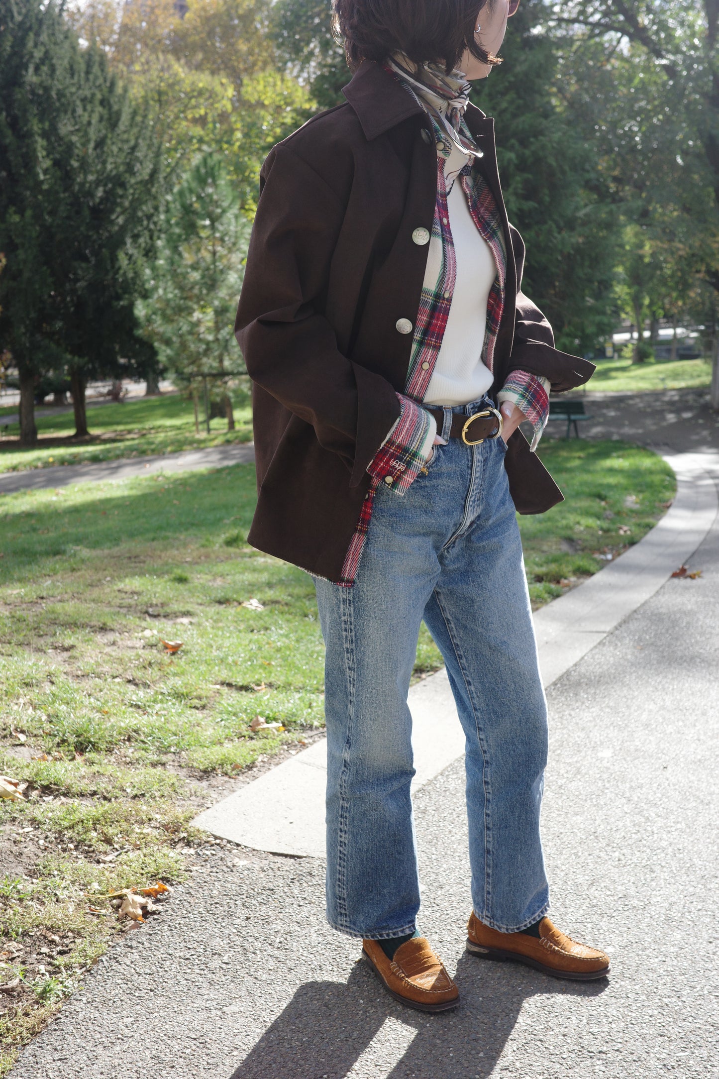 Veste en Alcantara Brun Équestre Chiron