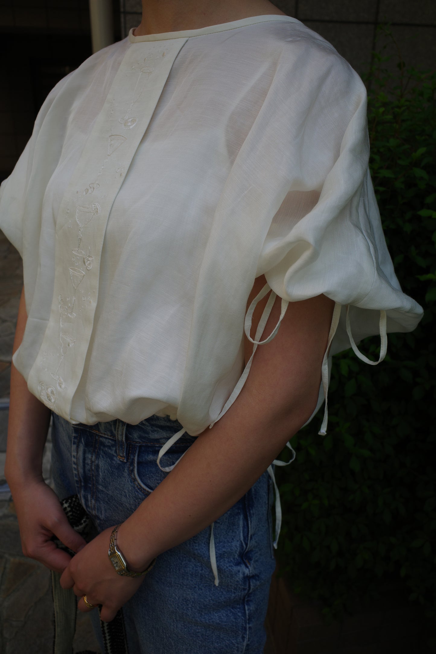 Aperitivo Linen Balloon Blouse White ブラウス