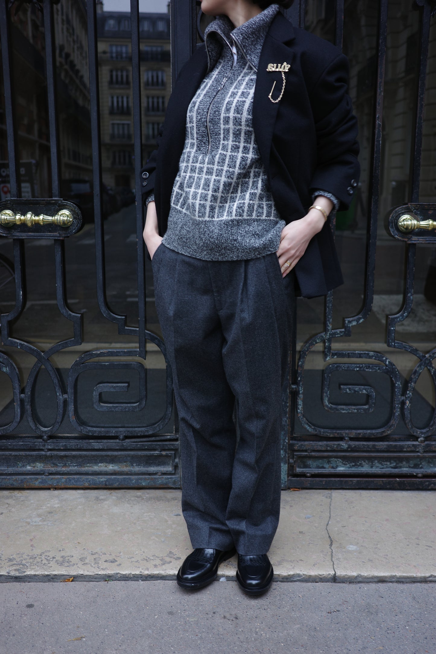 Veste en tweed MOON "Bonnie a" ブラック