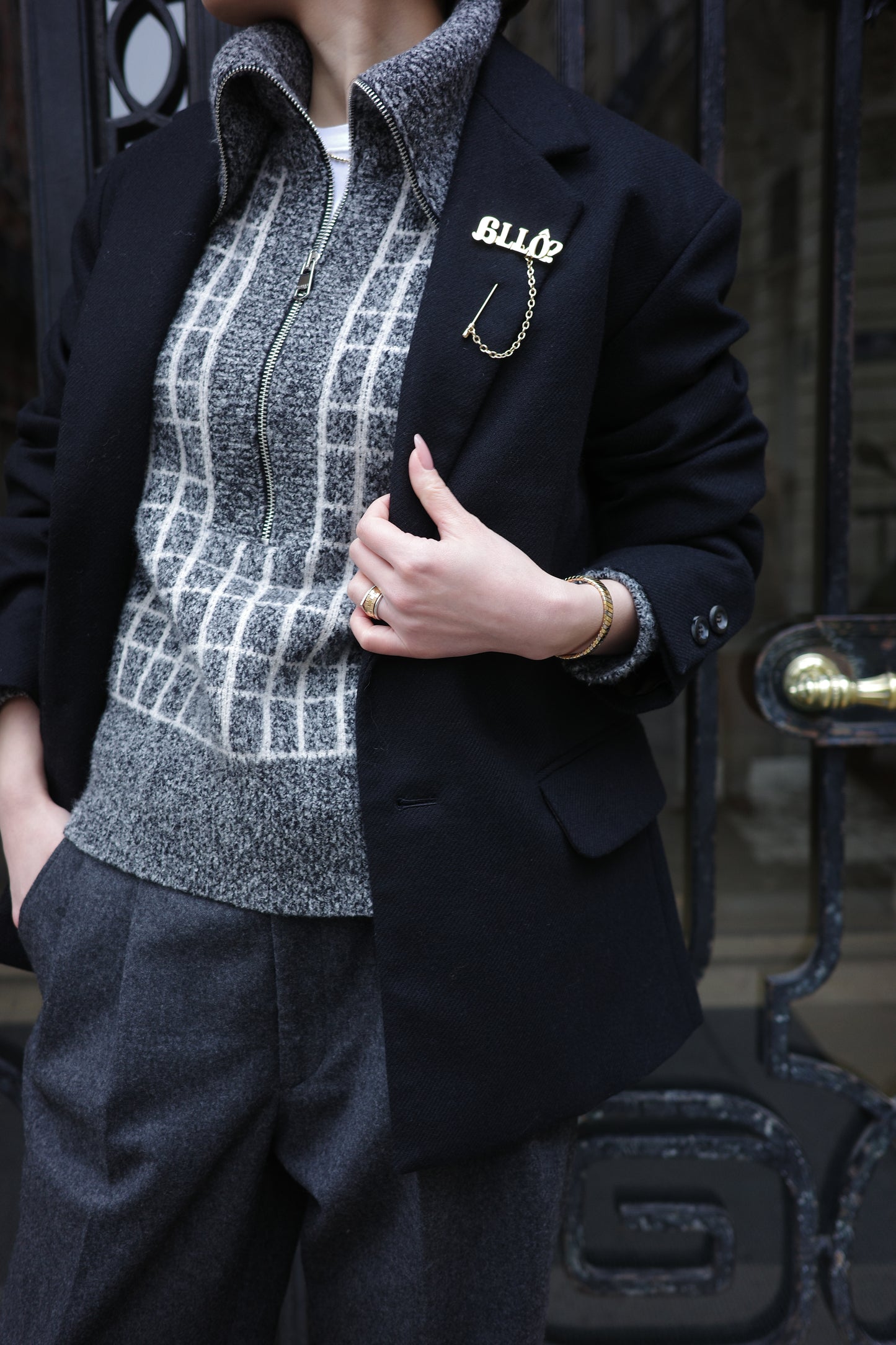 Veste en tweed MOON "Bonnie a" ブラック