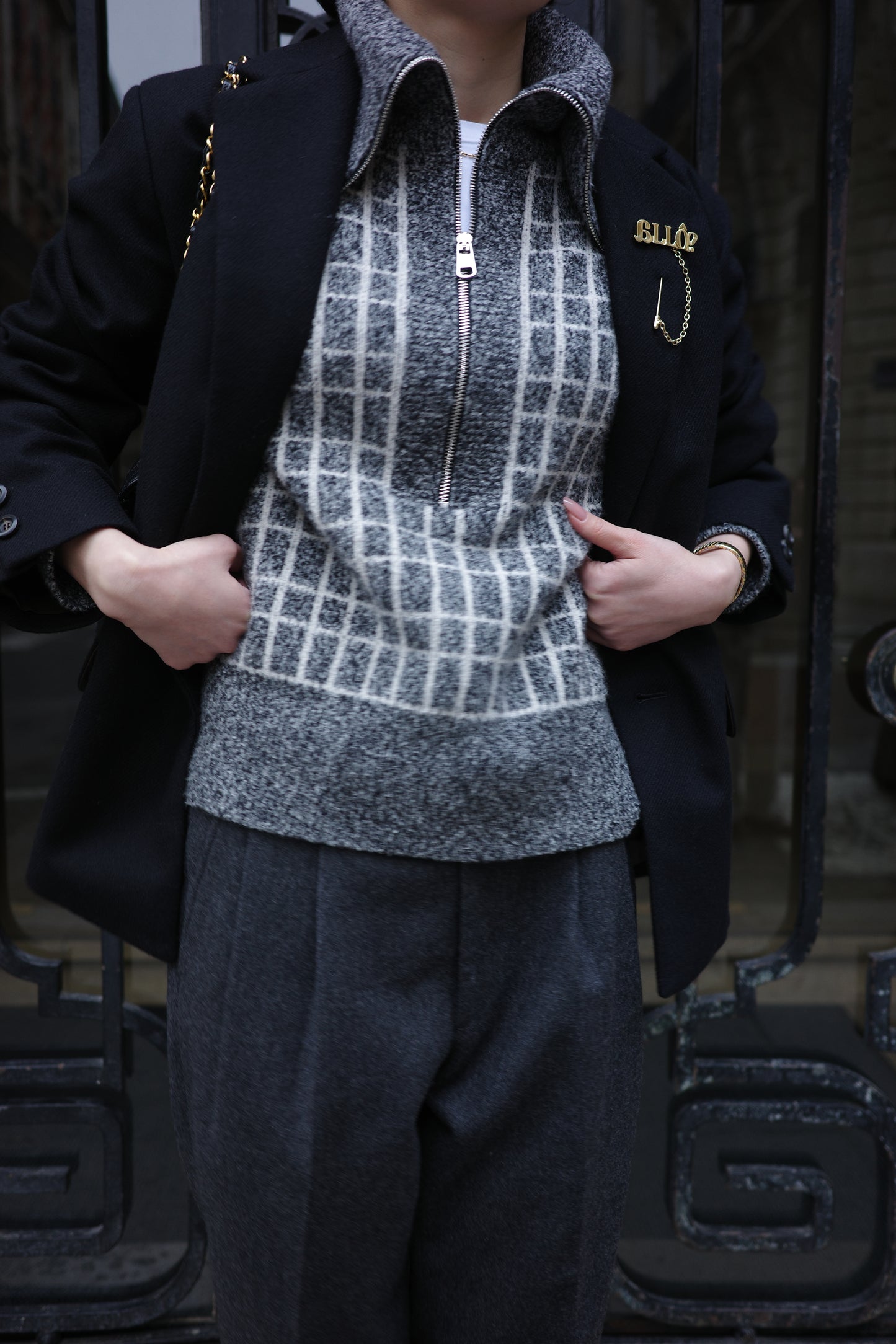 Veste en tweed MOON "Bonnie a" ブラック