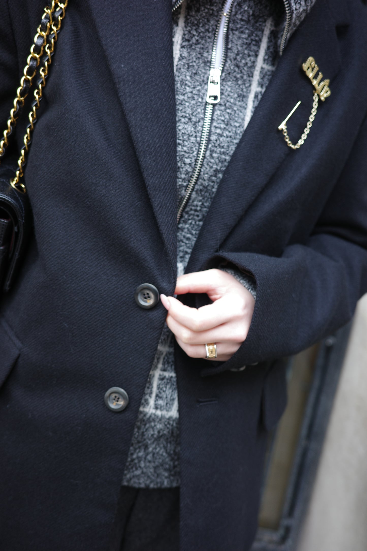 Veste en tweed MOON "Bonnie a" ブラック