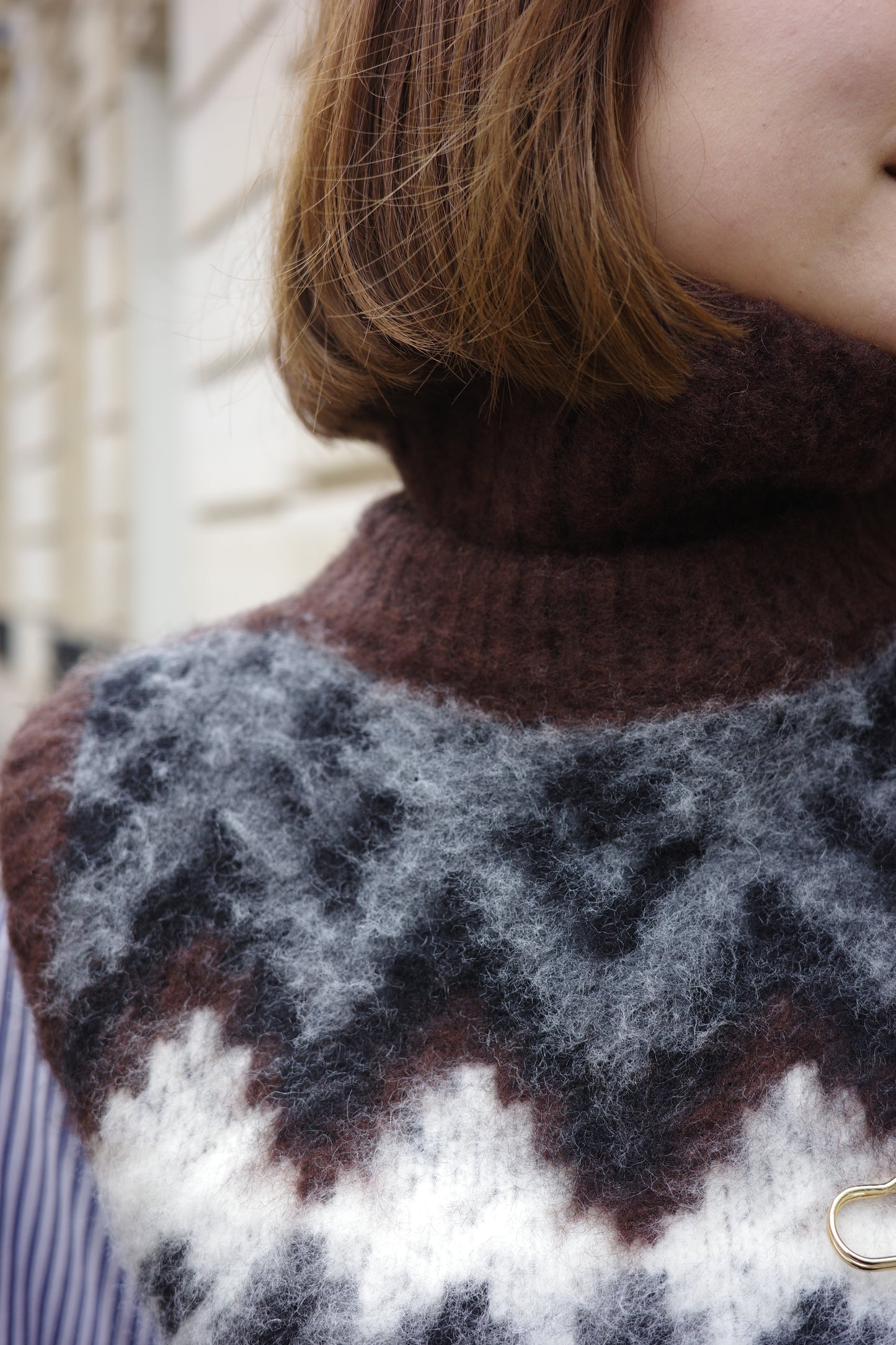 Gilet en tricot jacquard à fils tirés  "Ériu"