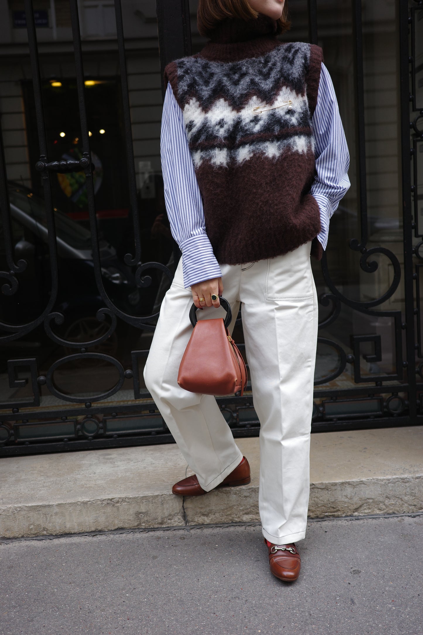 Gilet en tricot jacquard à fils tirés  "Ériu"