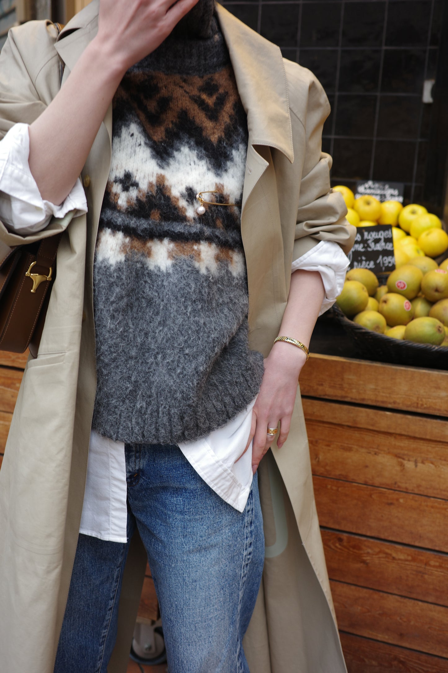 Gilet en tricot jacquard à fils tirés  "Ériu"