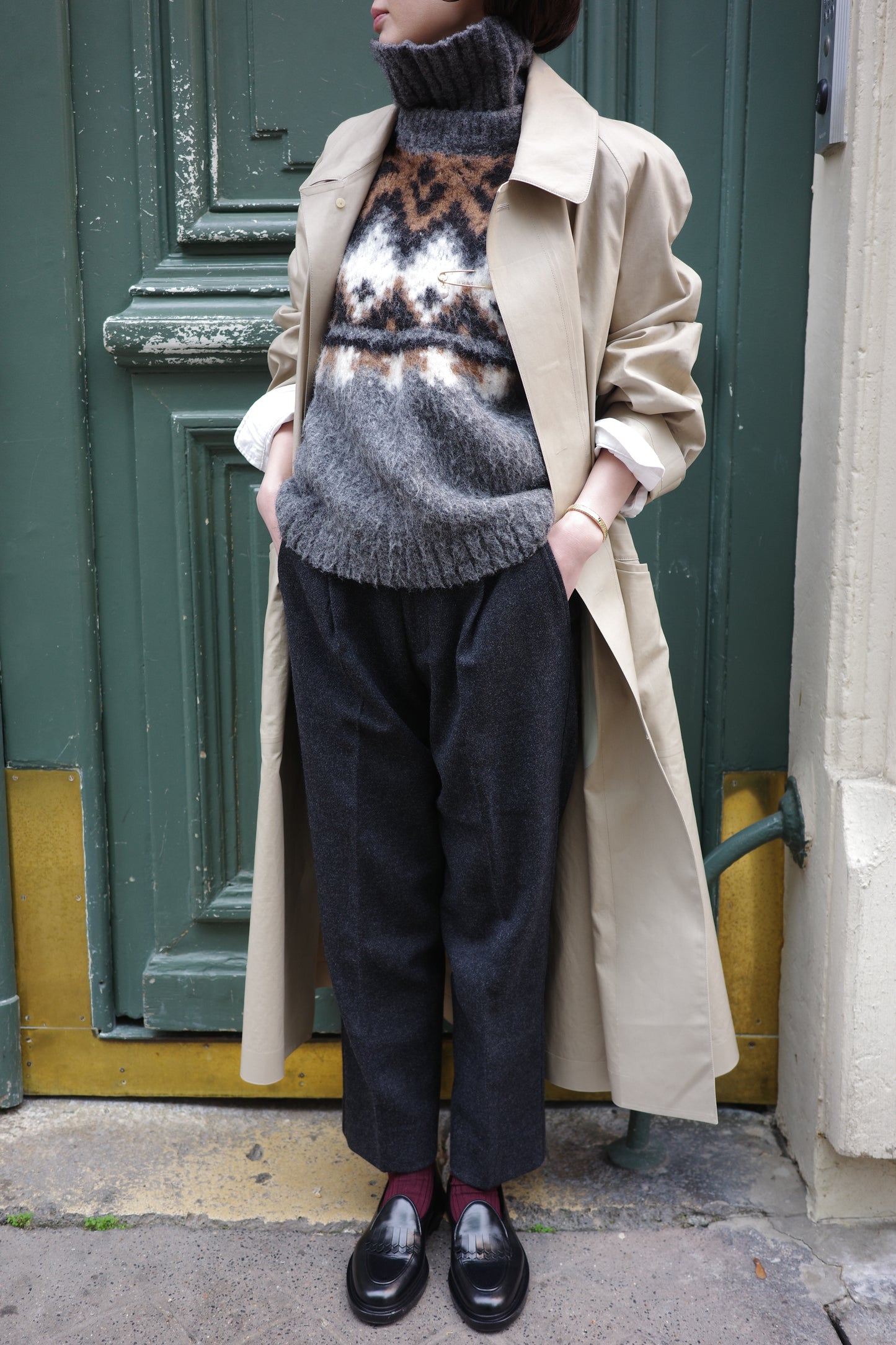 Gilet en tricot jacquard à fils tirés  "Ériu"