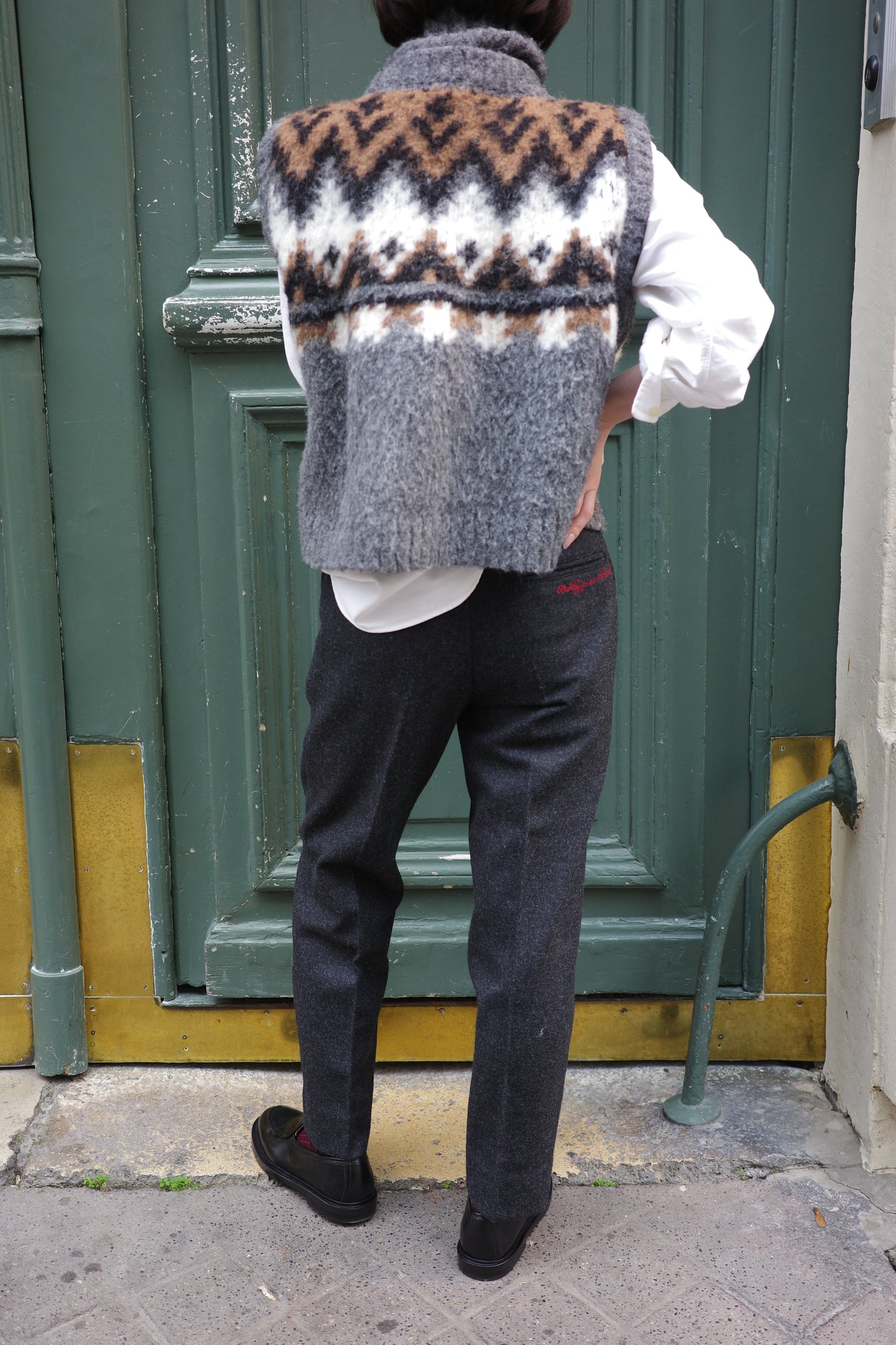 Gilet en tricot jacquard à fils tirés  "Ériu"