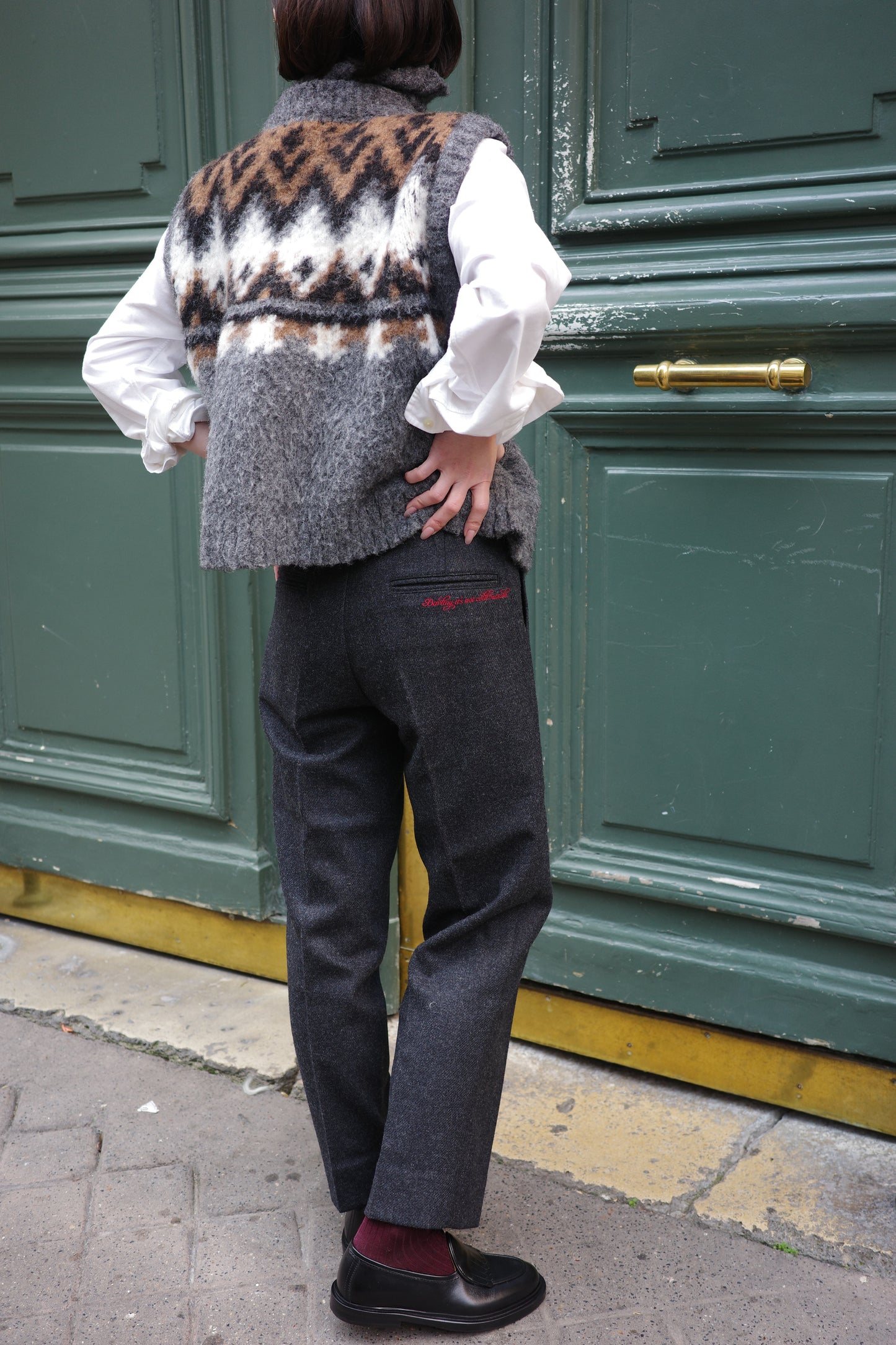 Gilet en tricot jacquard à fils tirés  "Ériu"