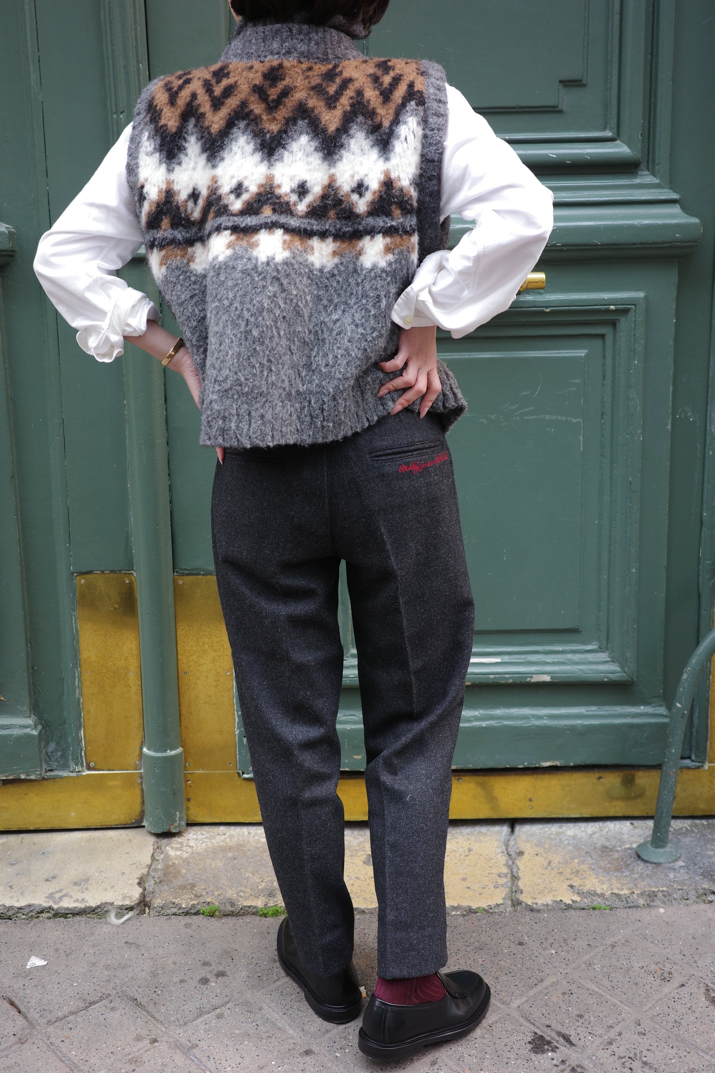 Gilet en tricot jacquard à fils tirés  "Ériu"