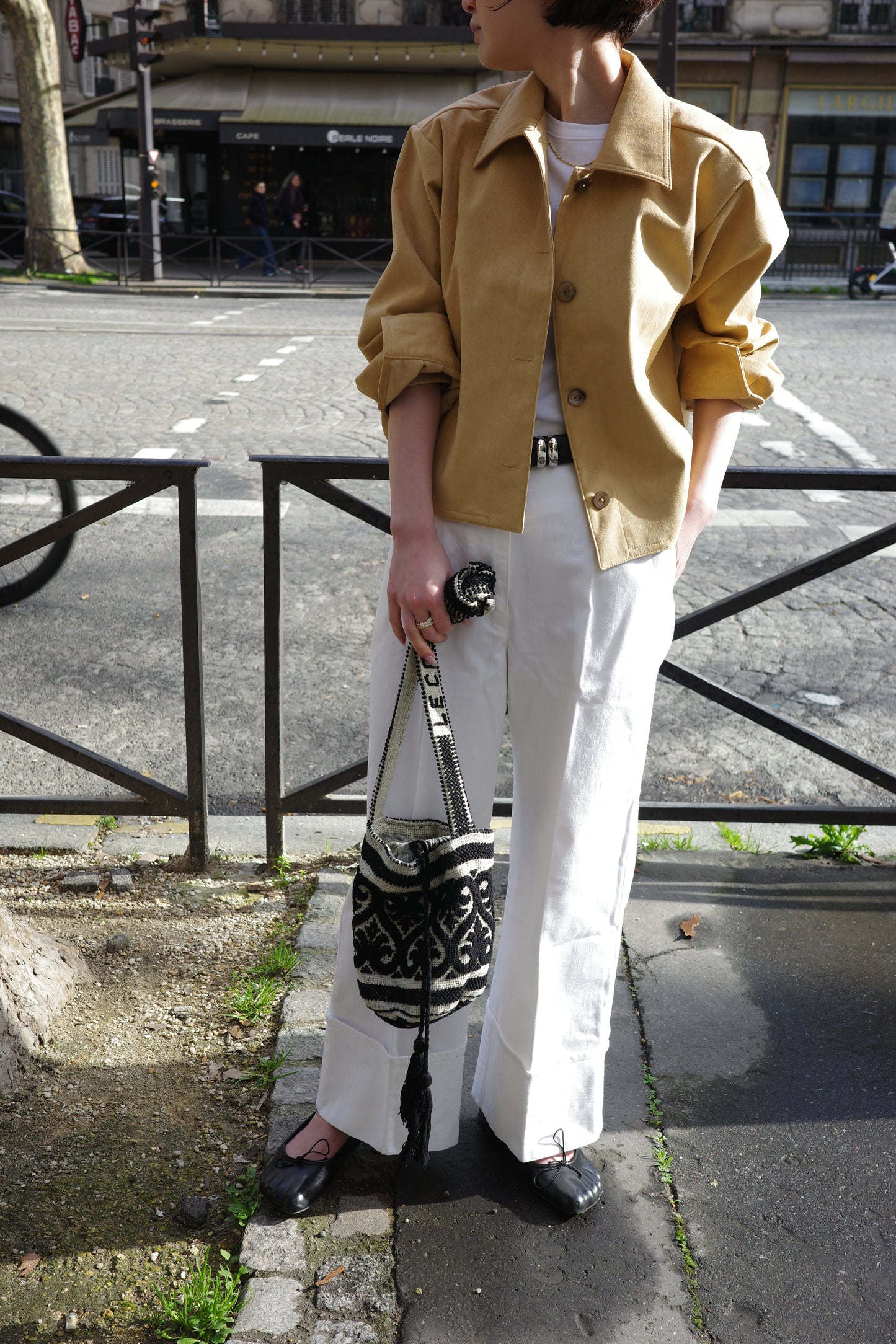 Veste courte en Alcantara Camel Caramel