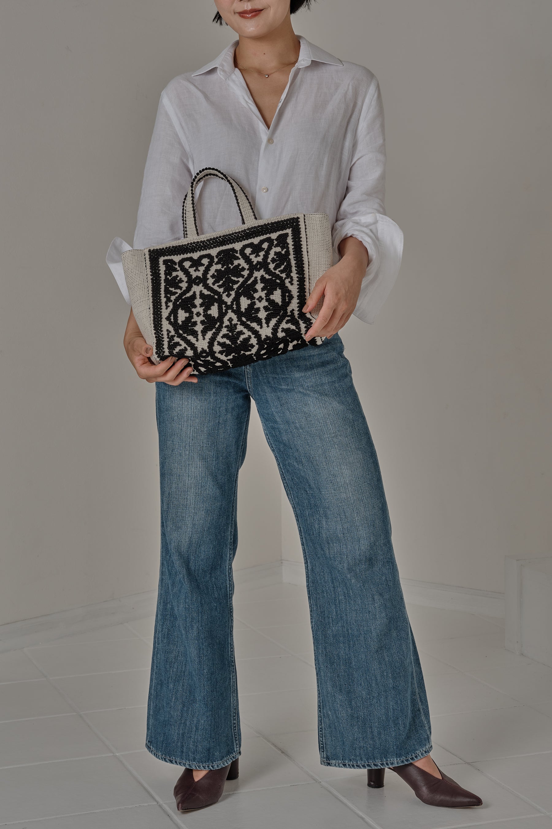 Tote Fiocco Leccese ネロ・ディ・セピア(黒) ミニトートバッグ