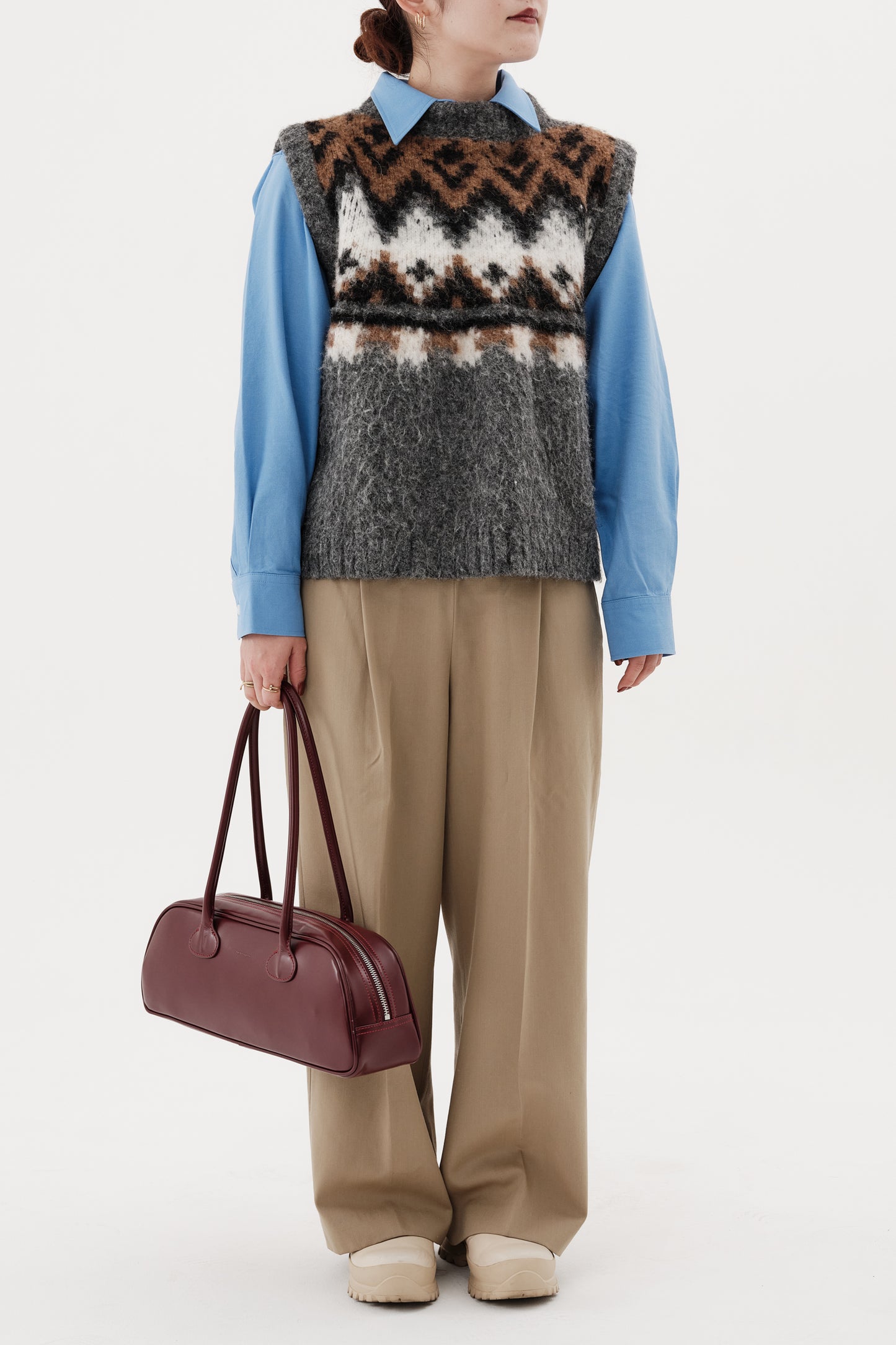 Gilet en tricot jacquard à fils tirés  "Ériu"