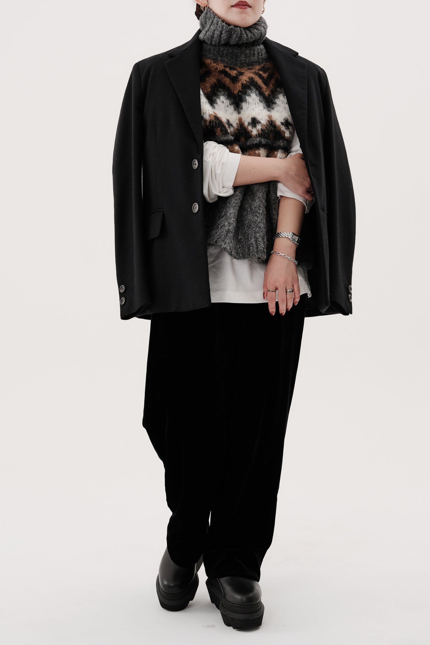 Gilet en tricot jacquard à fils tirés  "Ériu"