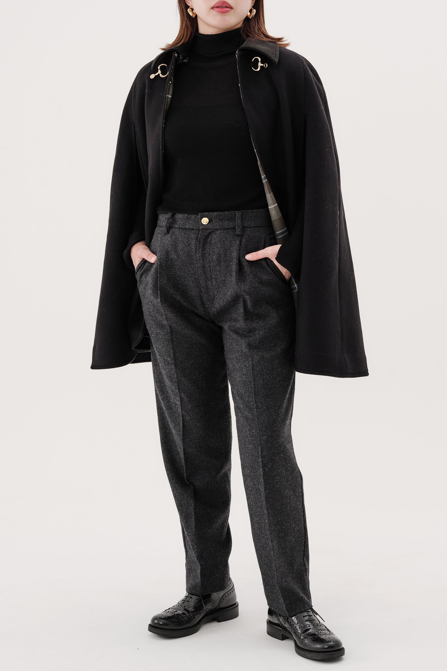 Pantalon fuselé en tweed MOON "Bonnie"  グレー