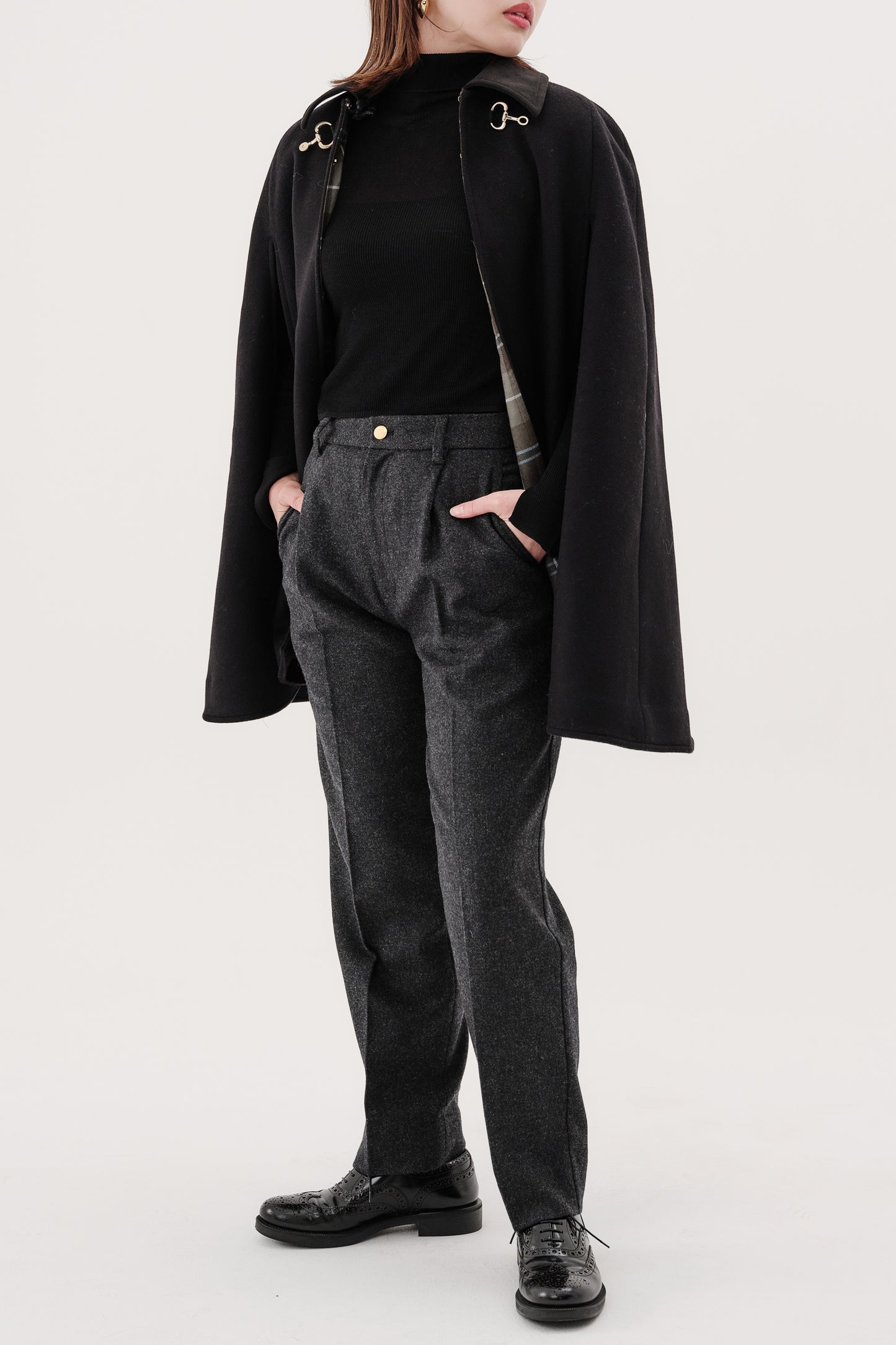 Pantalon fuselé en tweed MOON "Bonnie"  グレー