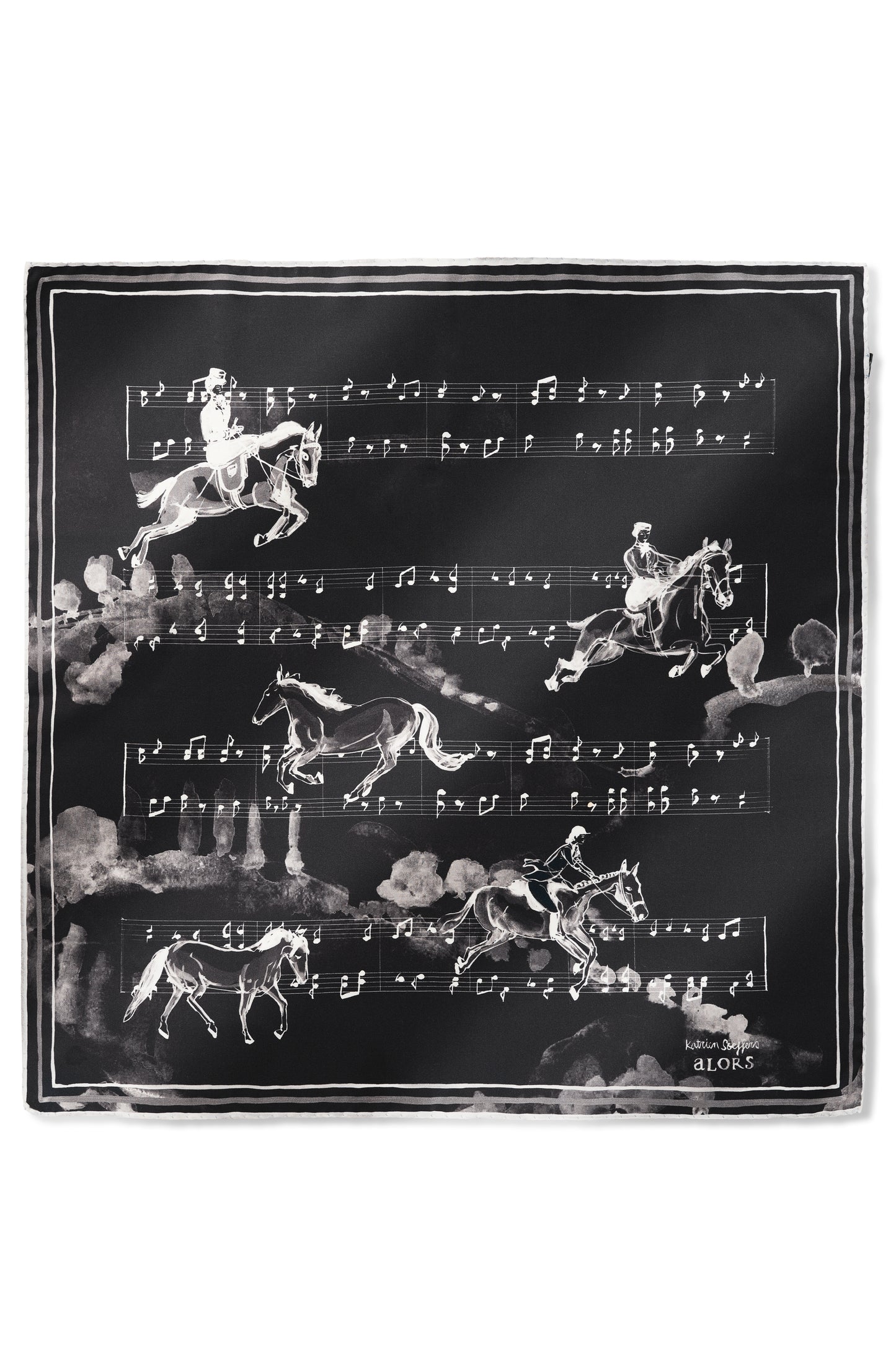 Carré Cavaliers par Katrien Soeffers Cavaliers  Lavis 墨黒