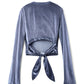 Haut court ouvert au dos Bleu Grisブルーグレー