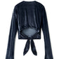 Haut court ouvert au dos Gris Anthracite チャコールグレー