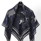 Foulard Ex-libris Paris x aLORS -une collaboration d’exception(ダークネイビーx アイボリー) 90x90cm