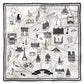 Foulard Ex-libris Paris x aLORS-une collaboration d’exception(ホワイトxブラック)90x90cm