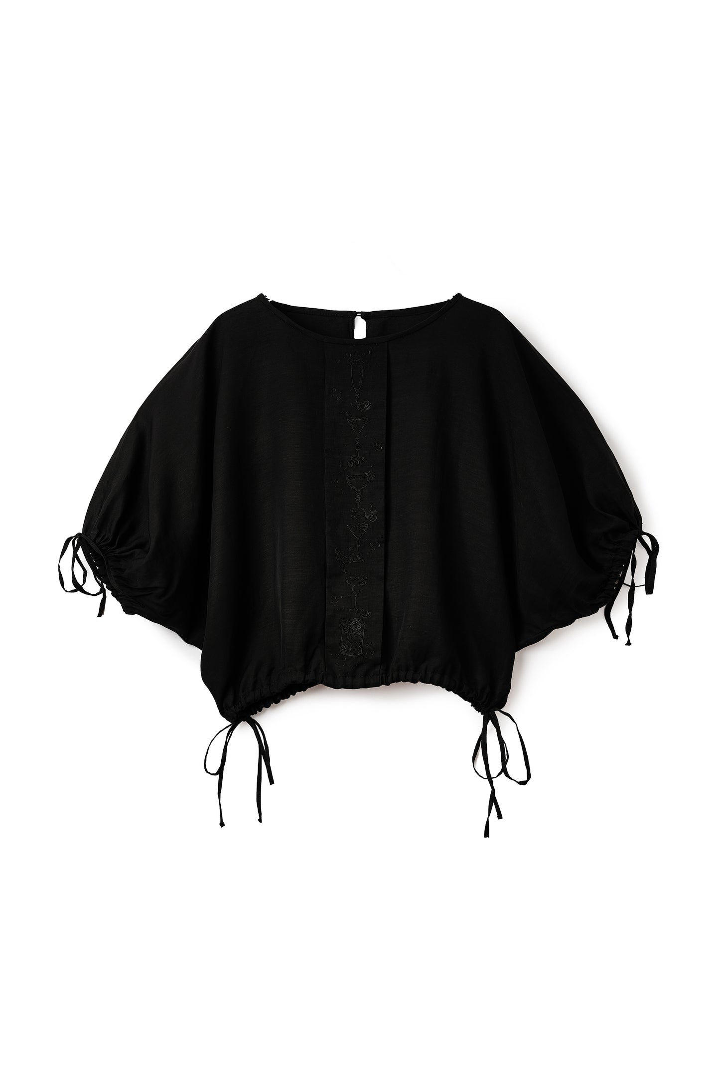 Aperitivo Linen Balloon Blouse Black ブラウス