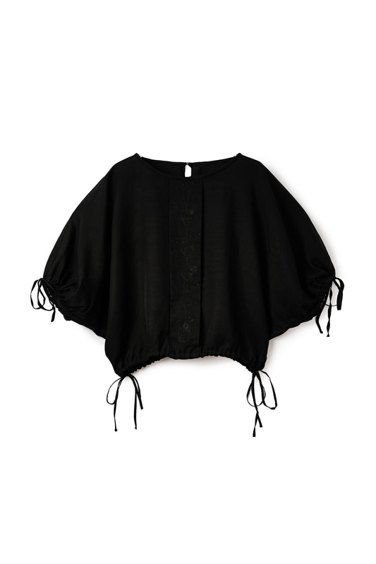Aperitivo Linen Balloon Blouse Black ブラウス