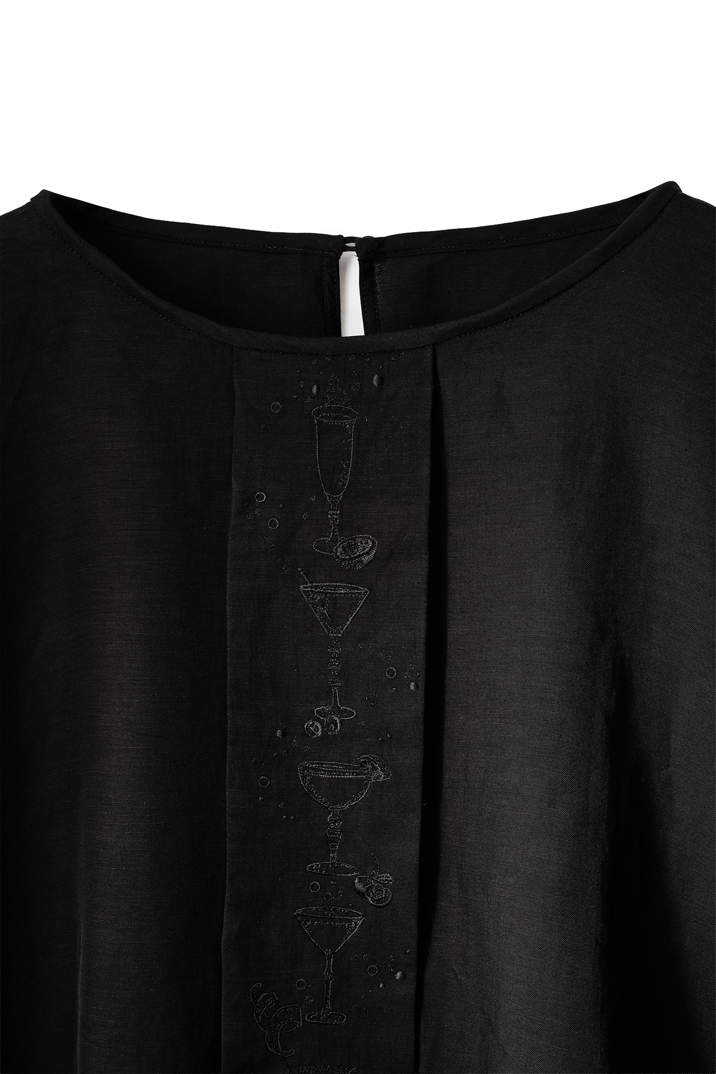 Aperitivo Linen Balloon Blouse Black ブラウス